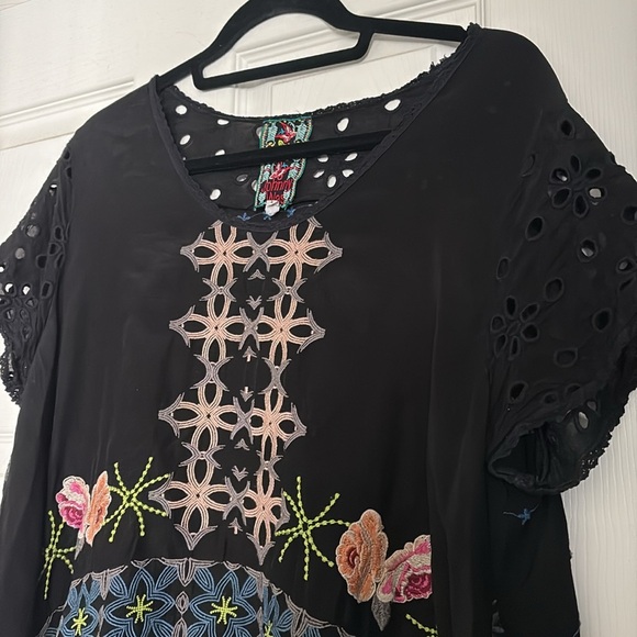 Johnny Was Black and Cream Graphic Embellished Blouse - Picture 3 of 9